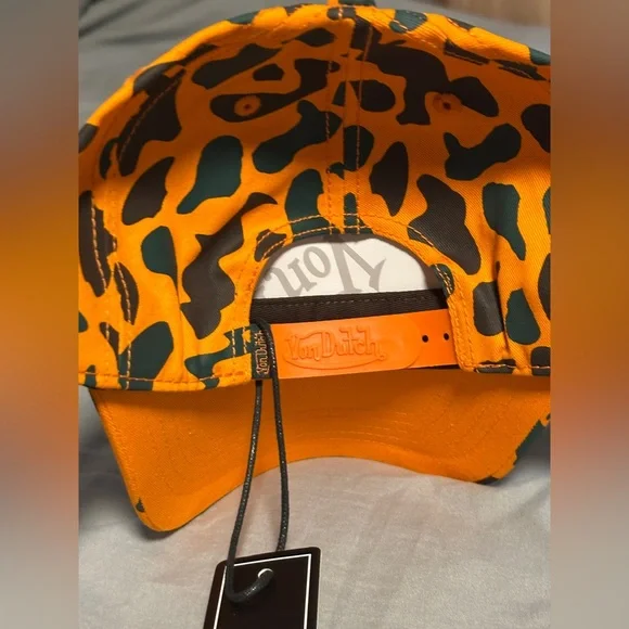 Von Dutch Orange and Black Leopard Cap New - Picture 2 of 5